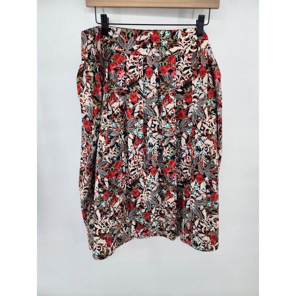 CJ Banks Womens 16W Floral A-Line Skirt Multi-Color Lined Knee Length
